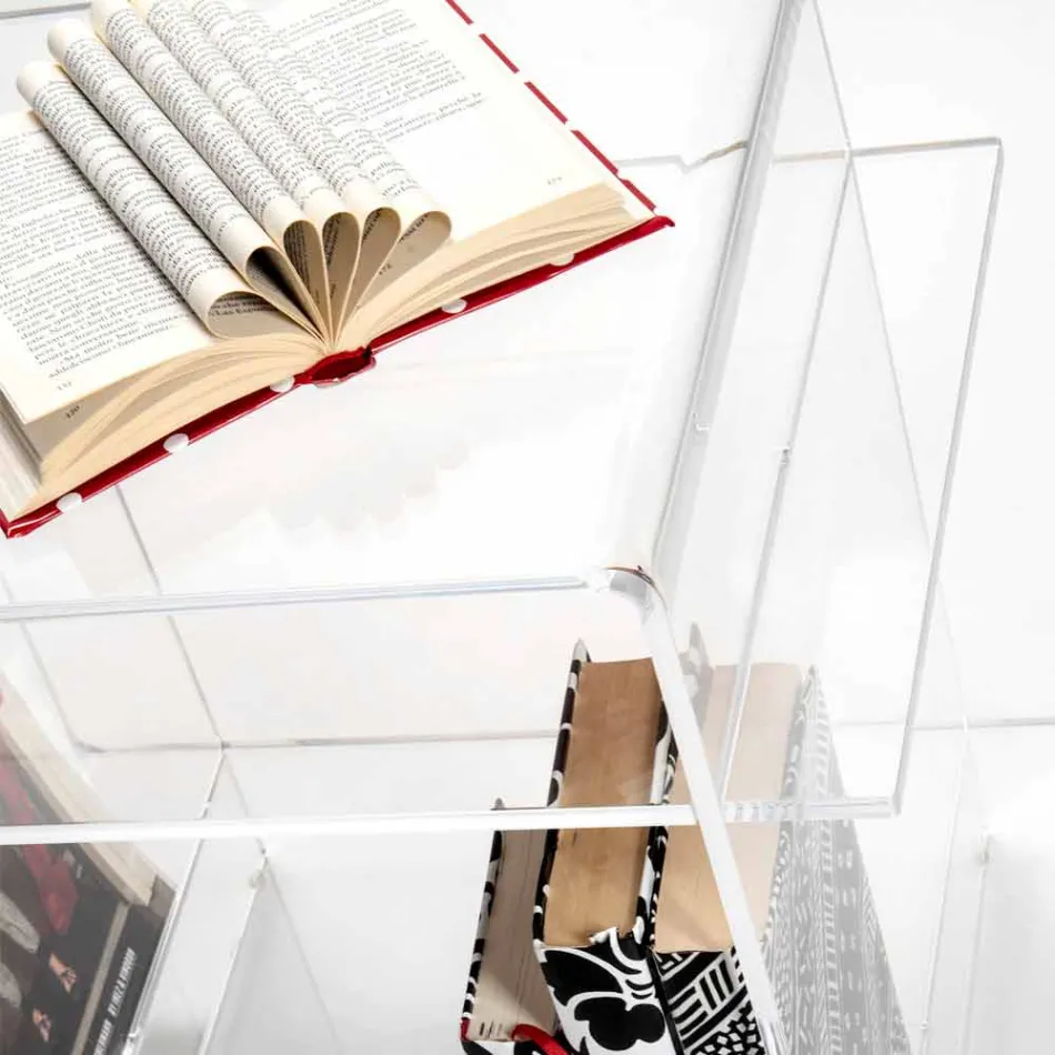 Dizajni tryezë kafeje pleksiglas me tre rafte të bëra në Itali, Gosto Viadurini