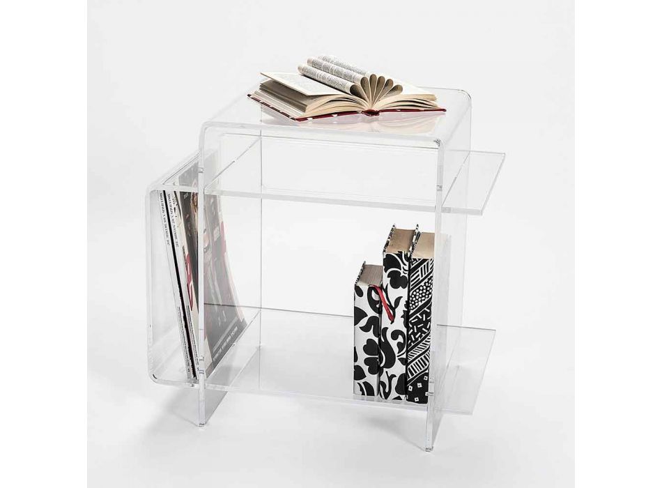 Dizajni tryezë kafeje pleksiglas me tre rafte të bëra në Itali, Gosto Viadurini