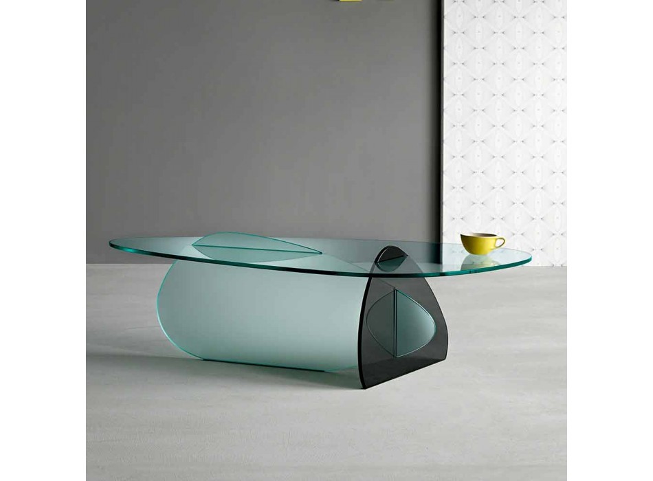 Dizajnimi i Tavolinës së Kafe në Qelq transparent, të tymosur dhe të hedhur në Itali - Tac Tac Viadurini