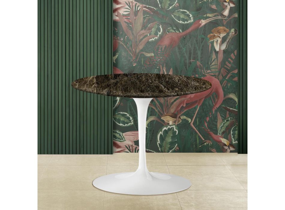 Tavolinë kafeje Eero Saarinen H 41 me majë prej mermeri të errët Emperador Prodhuar në Itali Viadurini
