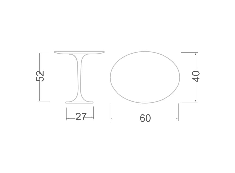 Tavolinë kafeje ovale Eero Saarinen H 52 në mermer të errët Emperador Prodhuar në Itali - Scarlet Viadurini