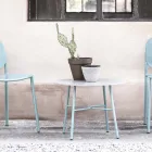 Tavolinë e rrumbullakët e kafesë në natyrë në HPL me bazë metalike Prodhuar në Itali - Makino Viadurini