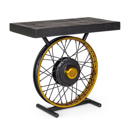 Tavolinë kafeje prej çeliku dhe druri mango e punuar me dorë dhe industriale - Corvino Viadurini