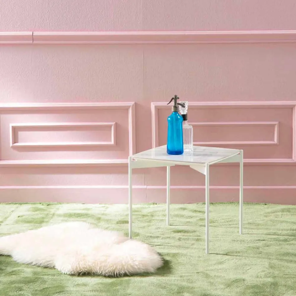 Tabela e kafes me qeramike dhe metale me një plan katror - Design Porcupine Viadurini