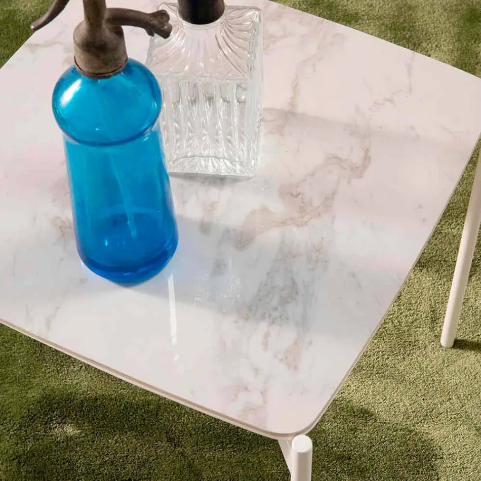 Tabela e kafes me qeramike dhe metale me një plan katror - Design Porcupine Viadurini