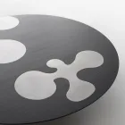 Tavolinë kafeje prej larshi të llakuar në të zezë me shtesa çeliku inox prej sateni - Vergine Viadurini