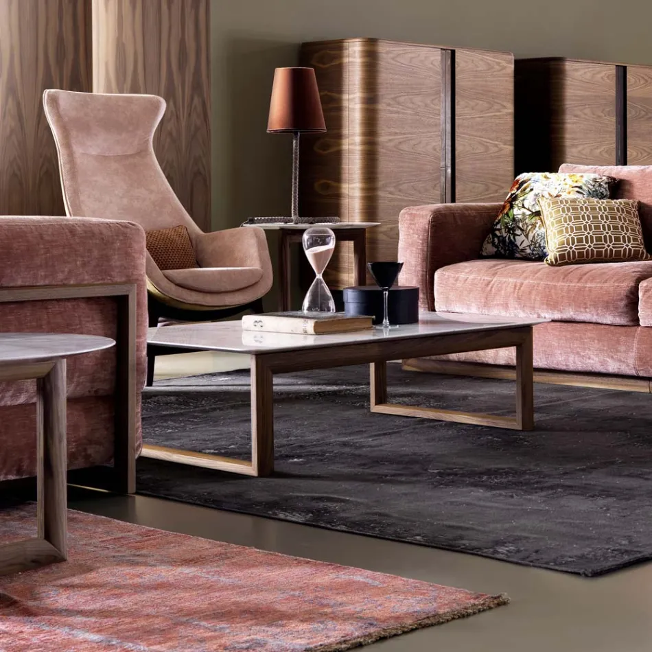 Grilli York harton tryezë kafeje druri të ngurta dhe mermeri të bëra në Itali Viadurini