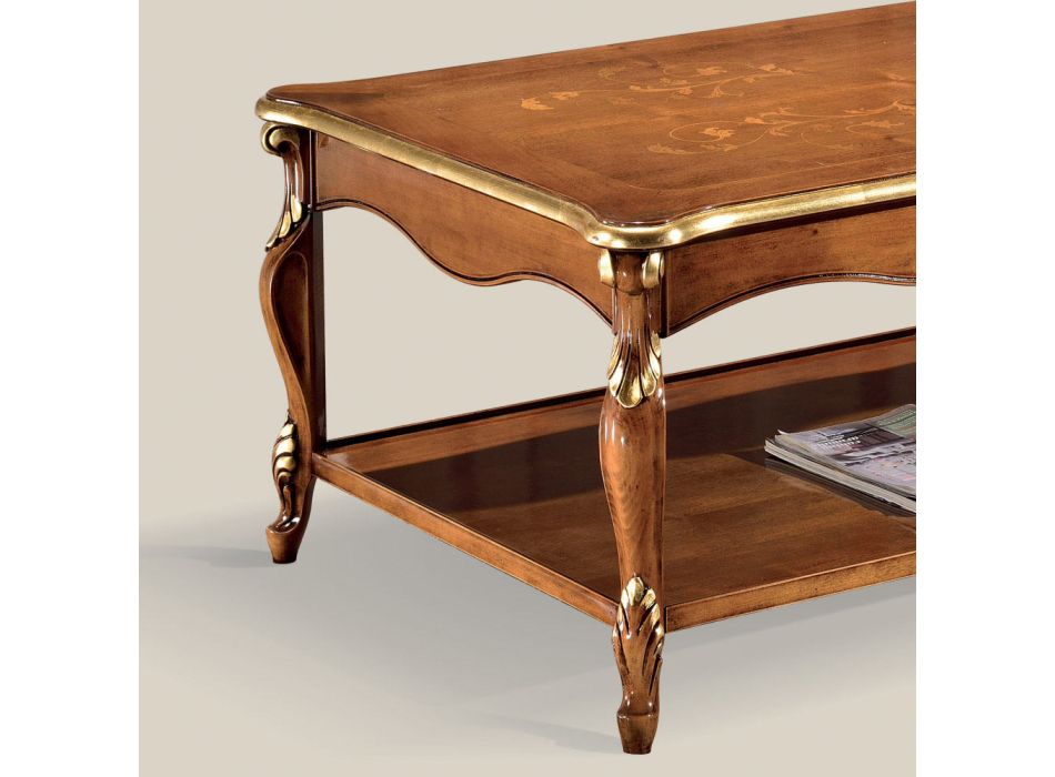 Tavolinë kafeje luksoze prej druri të arrës dhe ari, e prodhuar në Itali - Cambrige Viadurini