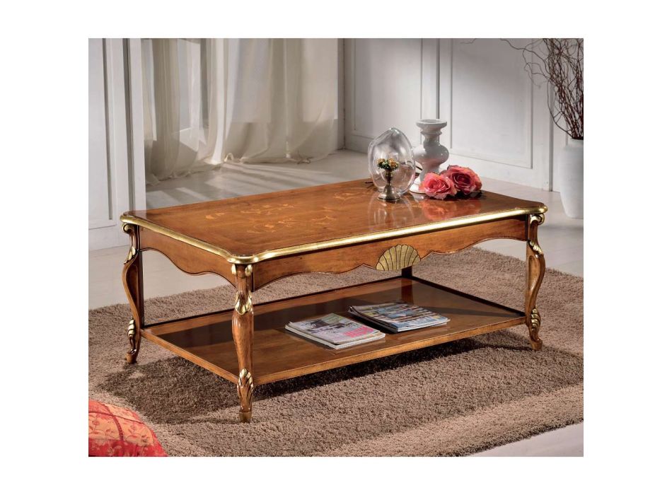 Tavolinë kafeje luksoze me dru arre dhe ari, e prodhuar në Itali - Cambrige Viadurini