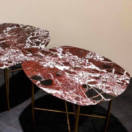Tavolinë kafeje në mermer Leva Red dhe Metal bërë nga Italia, nga Design - Morbello Viadurini