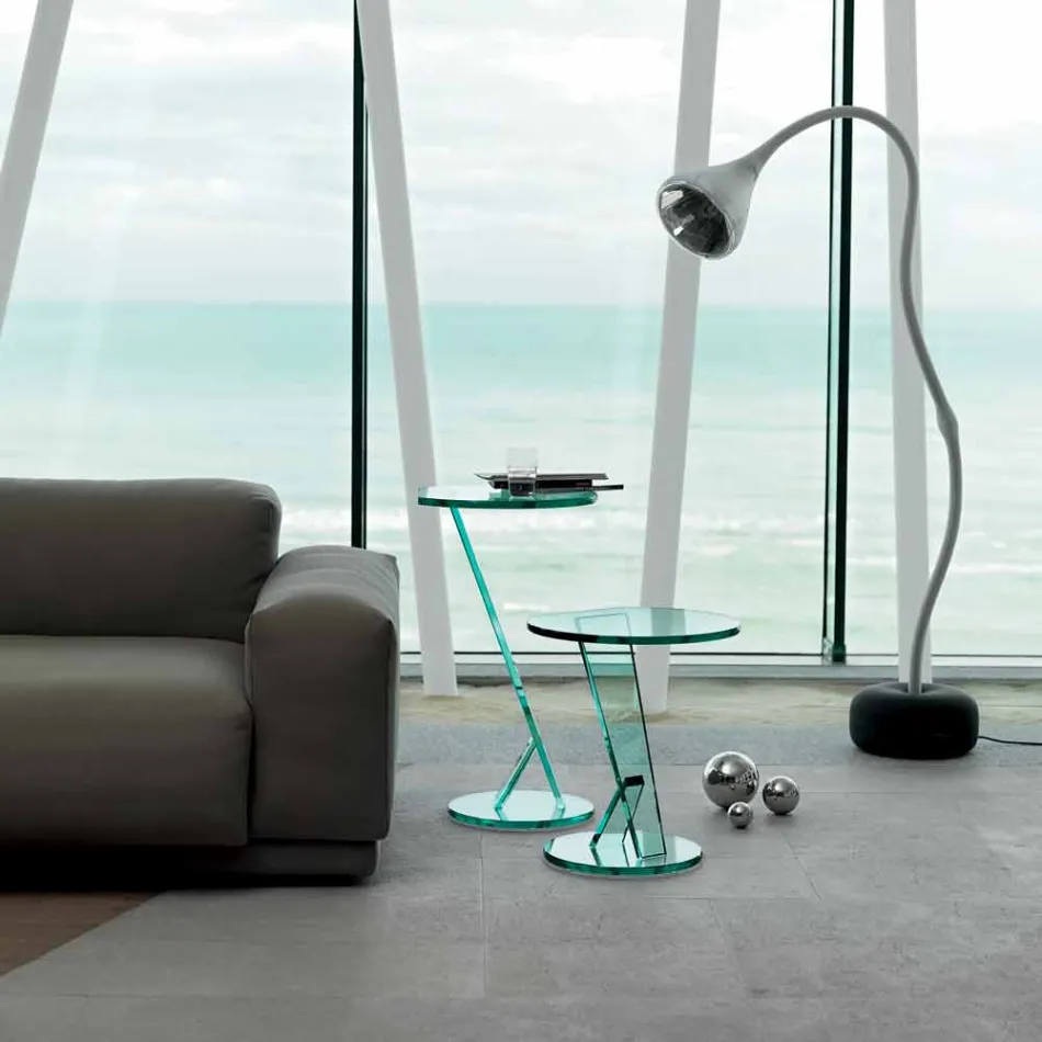 Sofa për tavolinë anësore në xham tepër të pastër prodhuar në Itali - Tarzan Viadurini