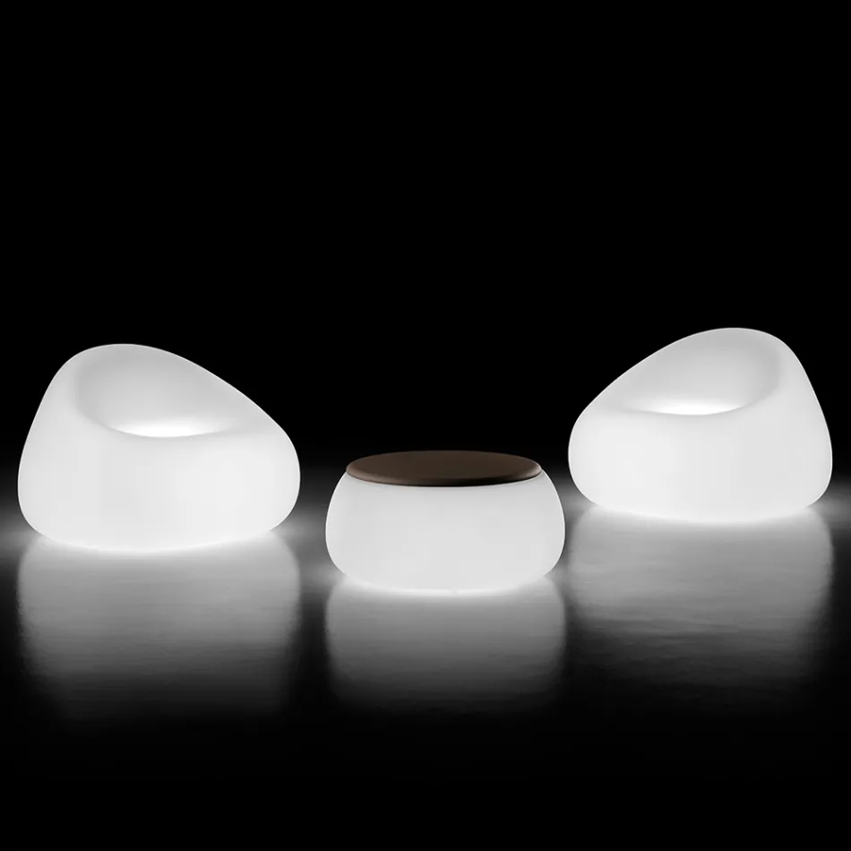 Tavolinë kafeje e rrumbullakët e ndritshme e kopshtit në polietileni Prodhuar në Itali - Tibaldo Viadurini