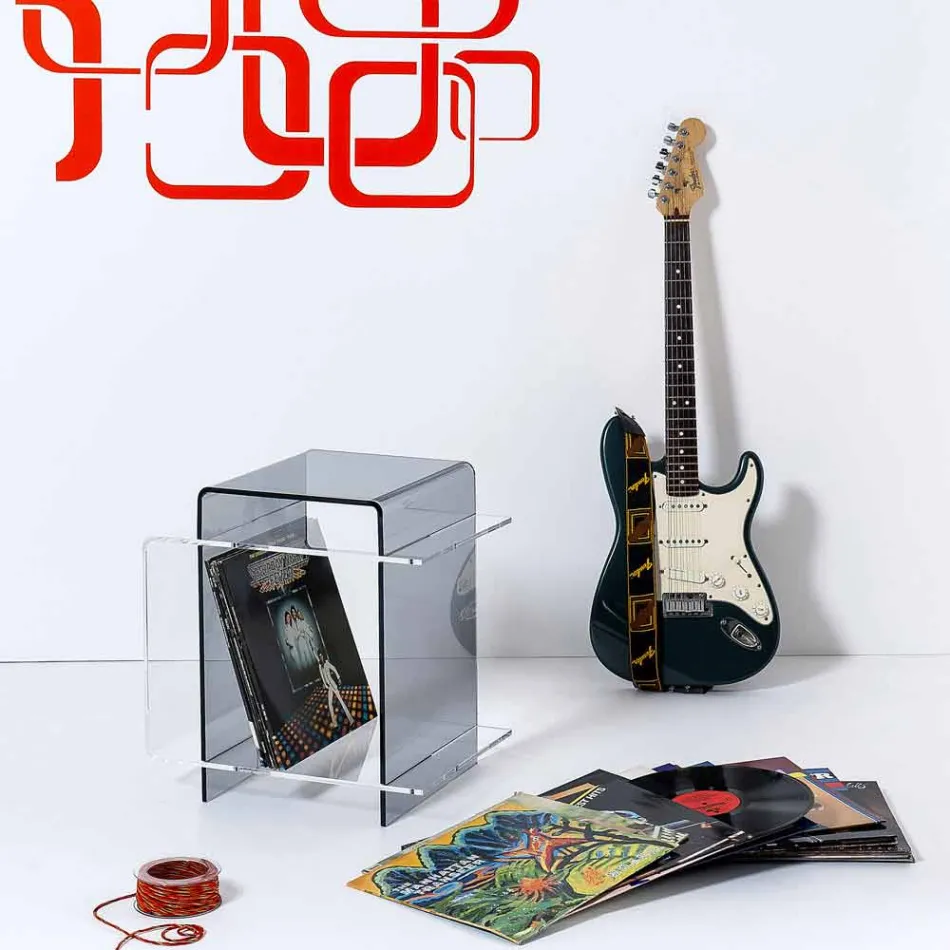 Tavolinë bashkëkohore me 3 rafte Gosto të tymosura dhe transparente të bëra në Itali Viadurini