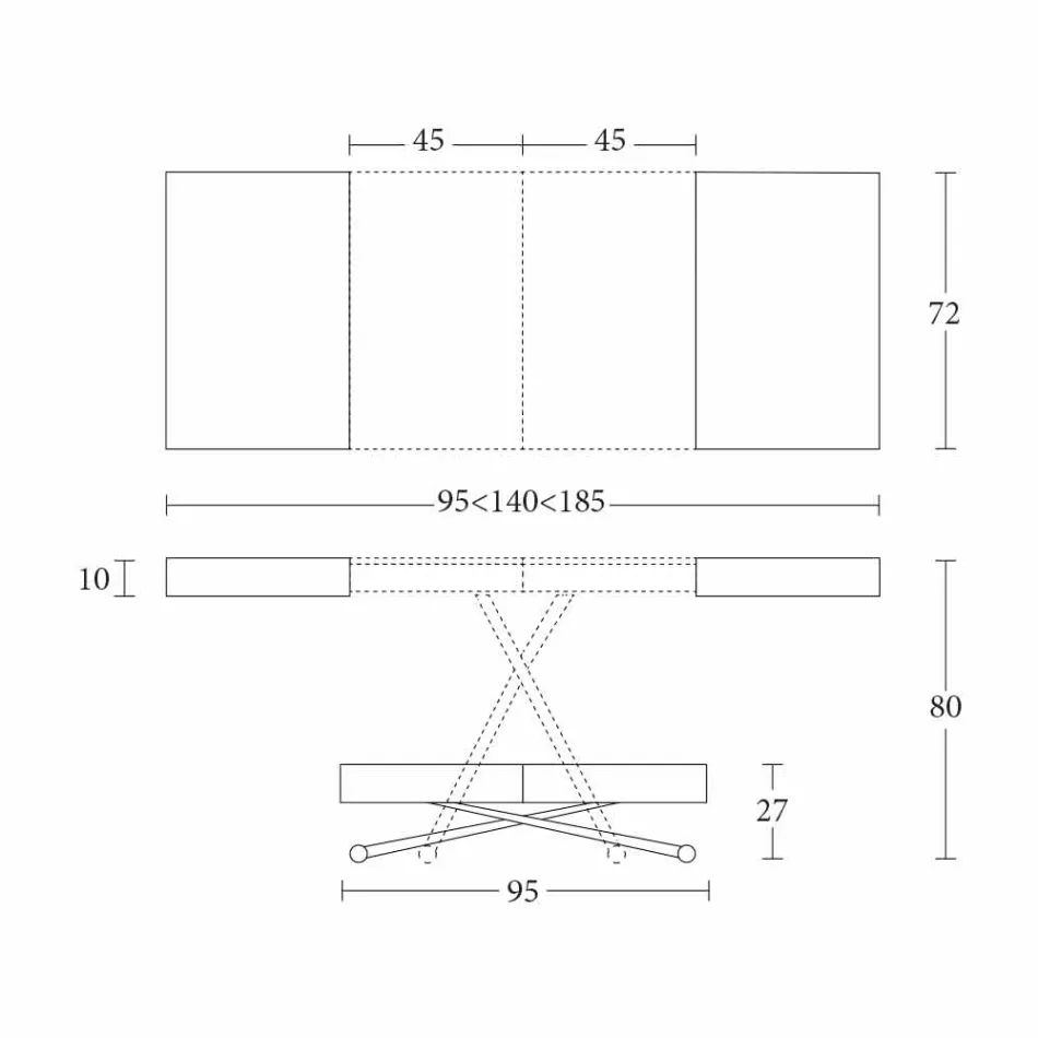 Tavolinë kafeje moderne në dru dhe metal të transformueshëm të prodhuar në Itali - Spirit Viadurini
