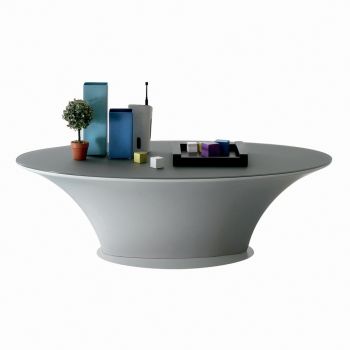 Boat Design Tavolinë Kafeje Ovale Metal dhe Glass Etched - Embarkation