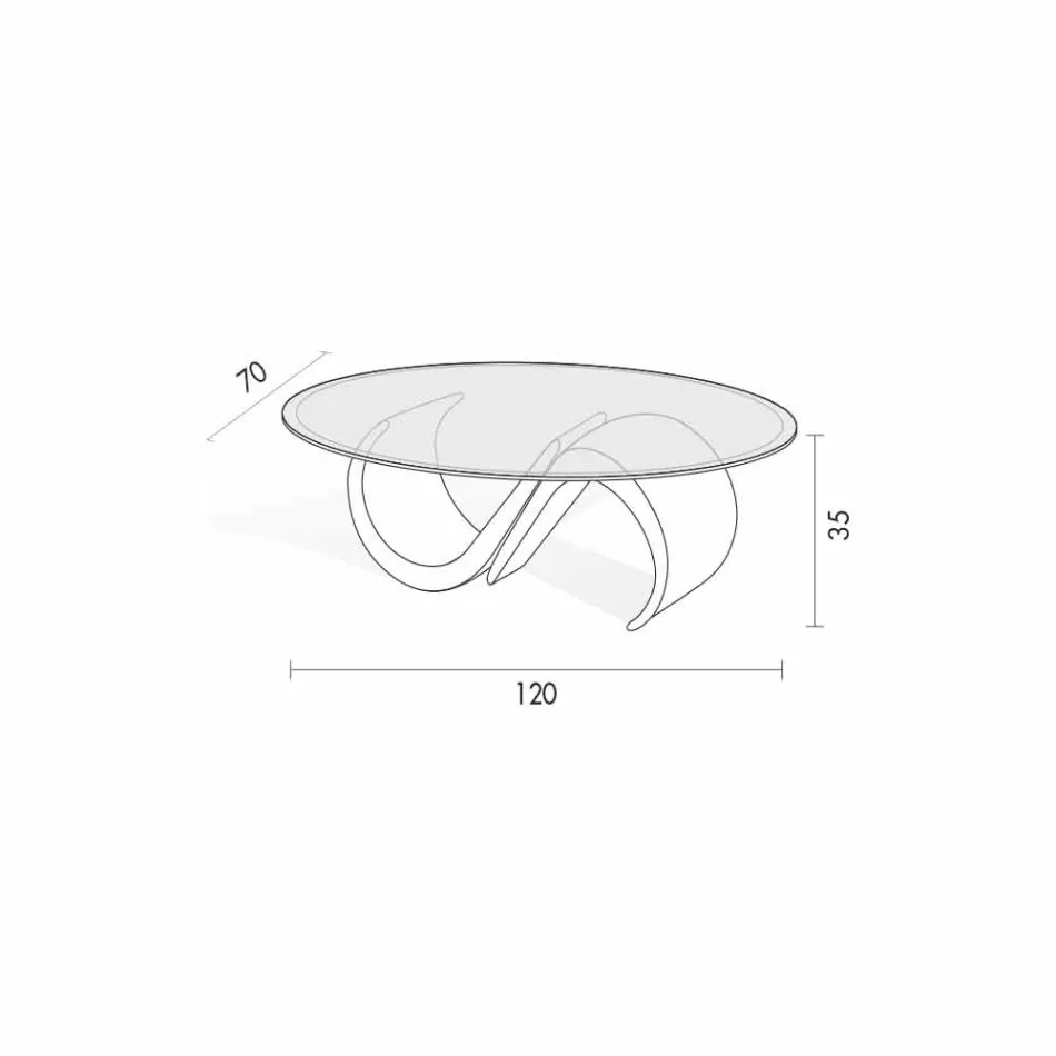 Tavolinë Kafeje Ovale në Qelq të Kulmuar dhe Mermer Sintetik Prodhuar në Itali - Barbera Viadurini
