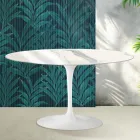 Tavolinë kafeje Saarinen Tulip Ovale 41 cm në ngjyrë qeramike me shkëlqim Statuario Florim - Scarlet Viadurini