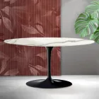 Tavolinë kafeje Saarinen Tulip Ovale 41 cm në ngjyrë Florim Statuario Qeramike Mat - Ngjyrë e Kuqe Viadurini