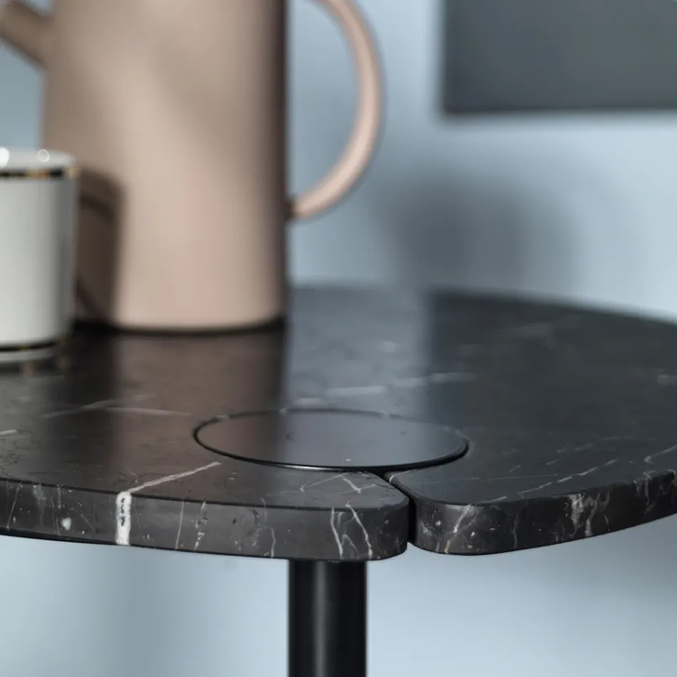Tavolinë kafeje për dhomën e ndenjes në mermer metalik dhe marquinia, dizajn luksoz - Yassine Viadurini