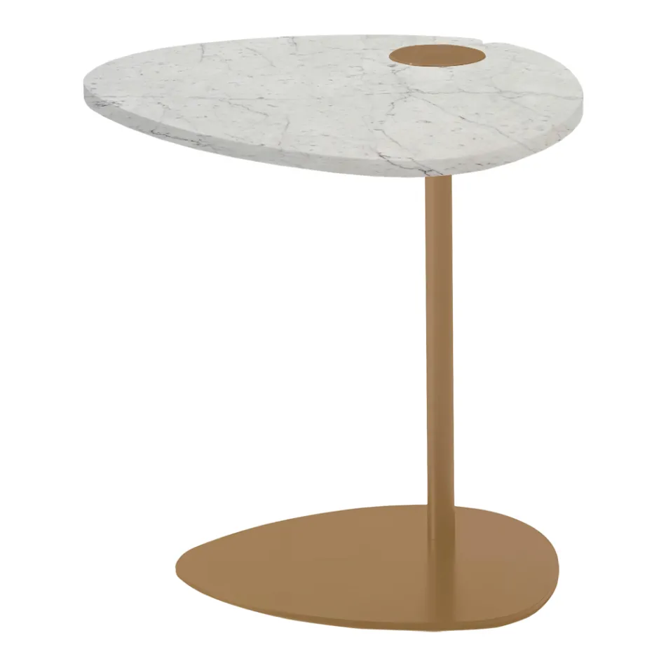 Tavolinë kafeje për dhomën e ndenjes në mermer metalik dhe marquinia, dizajn luksoz - Yassine Viadurini