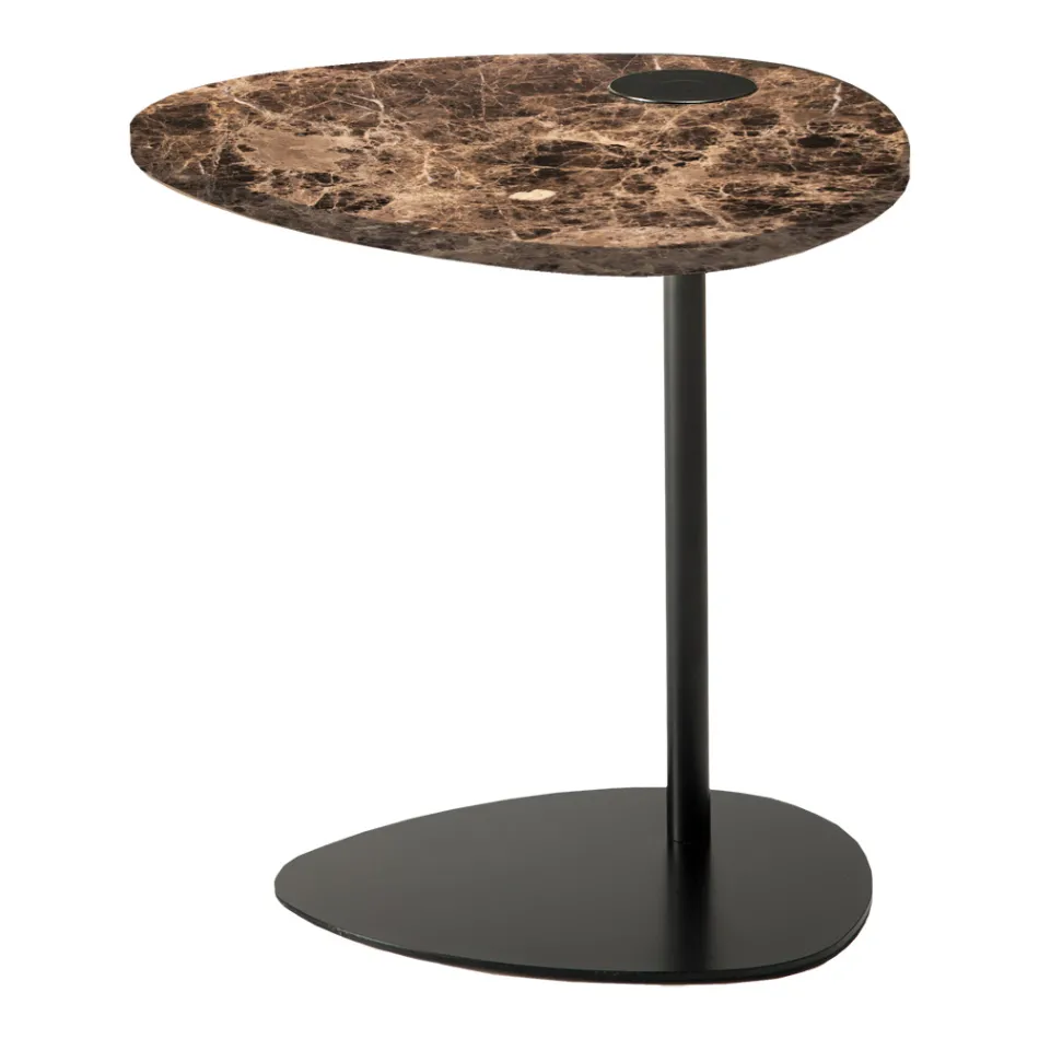 Tavolinë kafeje për dhomën e ndenjes në mermer metalik dhe marquinia, dizajn luksoz - Yassine Viadurini