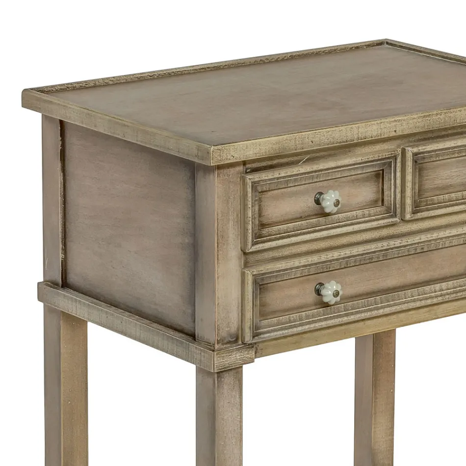 Tavolinë telefoni me 3 sirtarë dhe raft Made in Italy - Culsu Viadurini