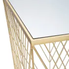 Tavolinë telefoni me hekur të artë dhe xhami të pasqyruar - Olivia Viadurini