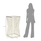 Tavolinë telefoni me hekur të artë dhe xhami të pasqyruar - Olivia Viadurini