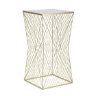 Tavolinë telefoni me hekur të artë dhe xhami të pasqyruar - Olivia Viadurini