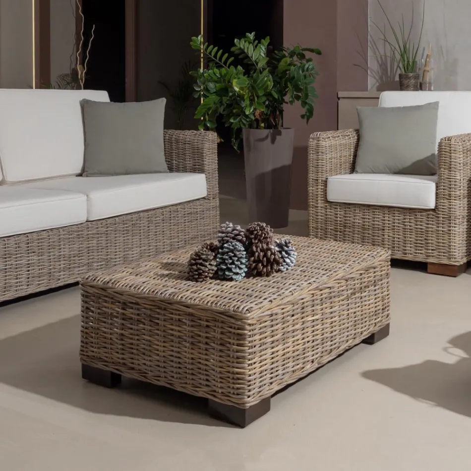 Tavolinë kafeje Kopshti-Pouf në gri Kubù me jastëk - Cerys Viadurini