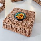 Tavolinë kafeje kopshti-pouf me bastun prej palme kacavjerrëse natyrale me jastëk të përfshirë - Keira Viadurini