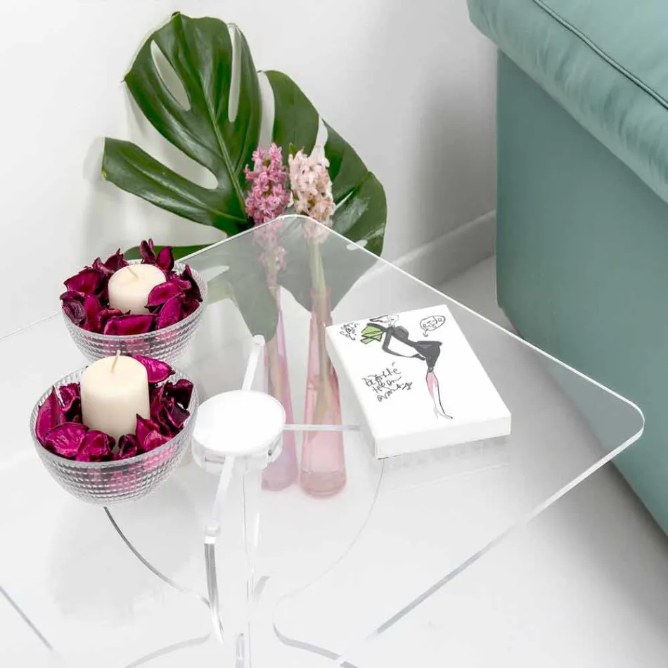 Dizenjoni tryezë kafeje katrore, në prerje transparente PMMA Viadurini