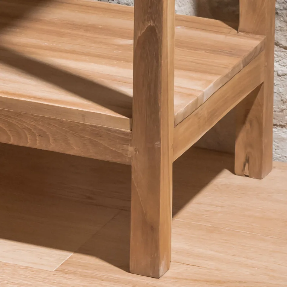 Tavolinë kafeje e bërë nga dru tik i fortë me 1 sirtar - akrilik Viadurini