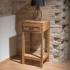 Tavolinë kafeje e bërë nga dru tik i fortë me 1 sirtar - akrilik Viadurini