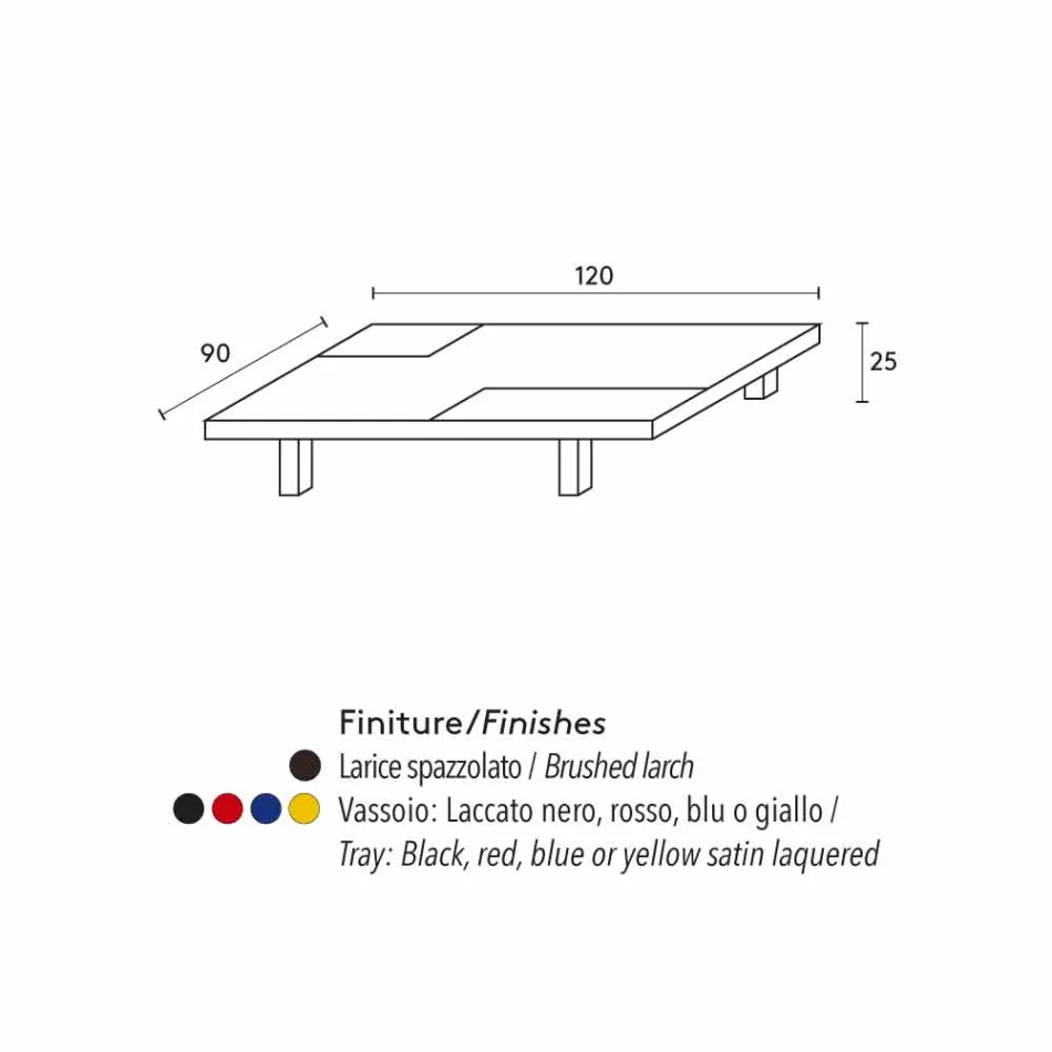 Tavolinë kafeje drejtkëndëshe bashkëkohore me tabaka të integruara të lëvizshme me iris Viadurini