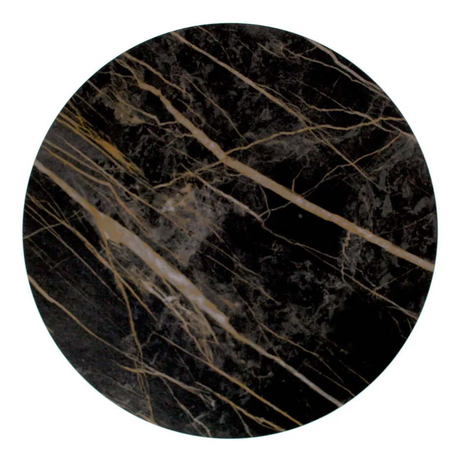 Tavolinë e rrumbullakët kafeje me bazë çeliku dhe majë guri Made in Italy - Alisea Viadurini