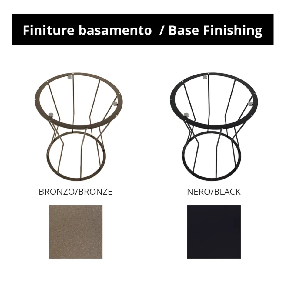 Tavolinë e rrumbullakët kafeje me bazë çeliku dhe majë guri Made in Italy - Alisea Viadurini