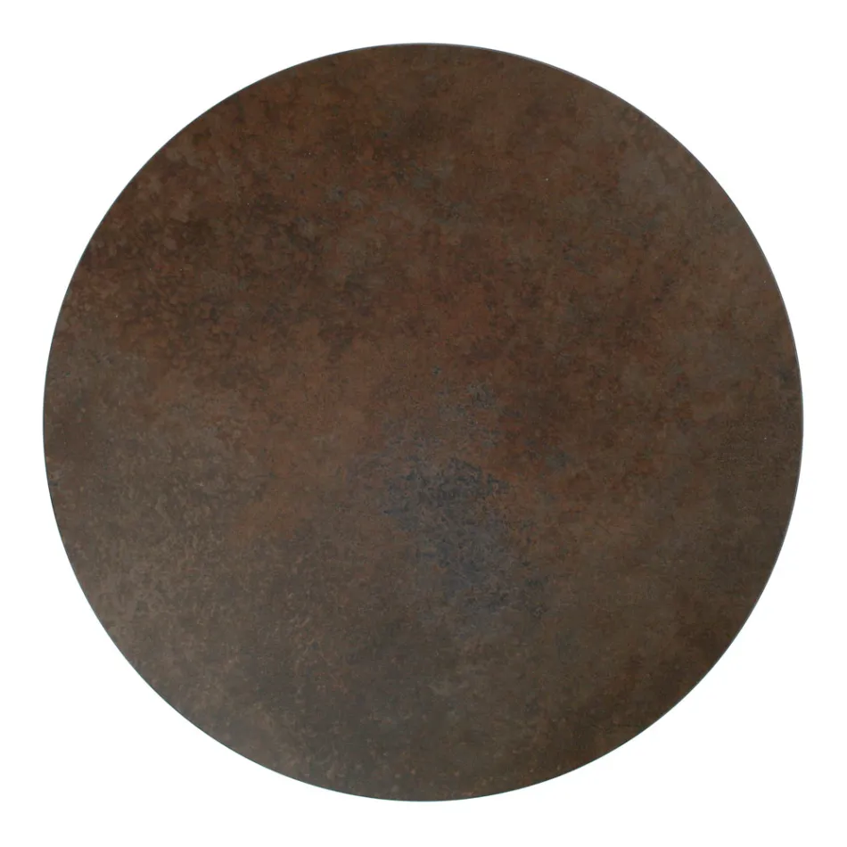 Tavolinë e rrumbullakët kafeje me bazë çeliku dhe majë guri Made in Italy - Alisea Viadurini