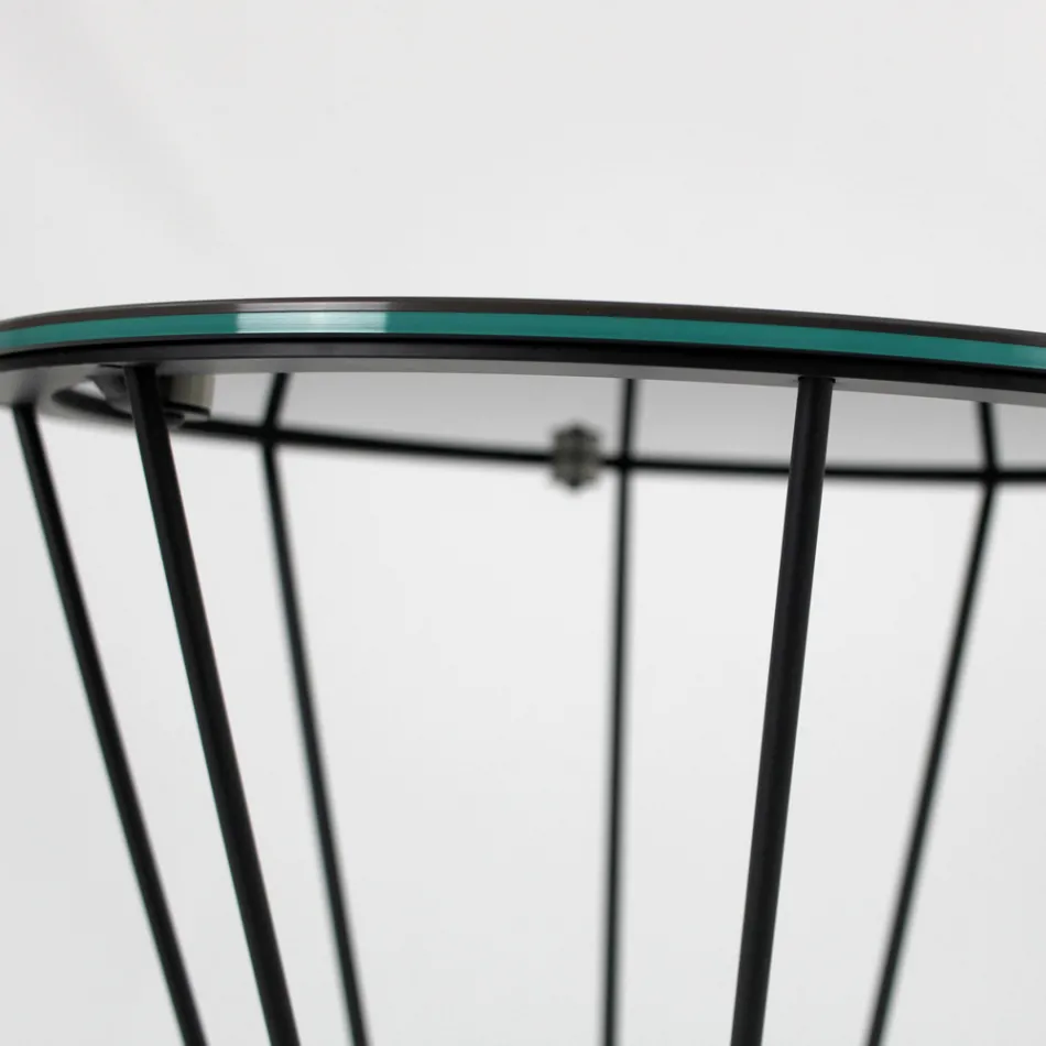 Tavolinë e rrumbullakët kafeje me bazë çeliku dhe majë guri Made in Italy - Alisea Viadurini