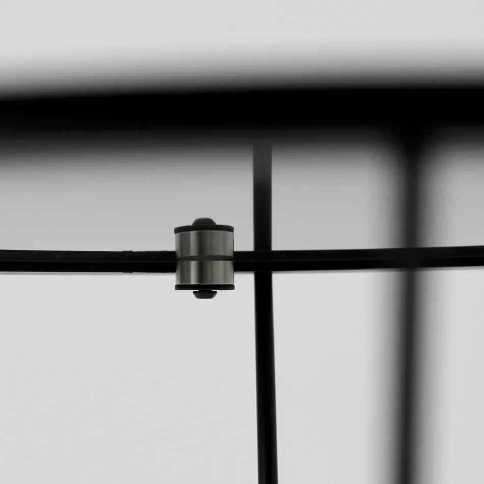 Tavolinë e rrumbullakët kafeje me bazë çeliku dhe majë qelqi Made in Italy - Alisea Viadurini