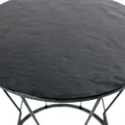 Tavolinë e rrumbullakët kafeje me bazë çeliku dhe majë qelqi Made in Italy - Alisea Viadurini