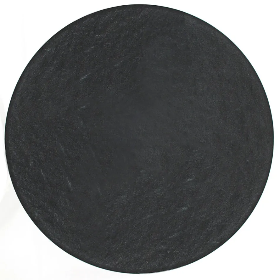 Tavolinë e rrumbullakët kafeje me bazë çeliku dhe majë qelqi Made in Italy - Alisea Viadurini