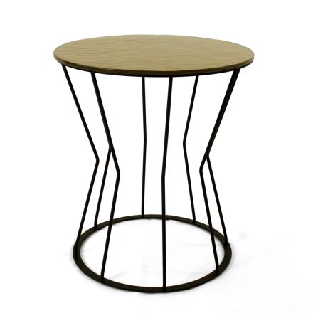 Tavolinë e rrumbullakët kafeje me bazë çeliku dhe majë qelqi Made in Italy - Alisea Viadurini