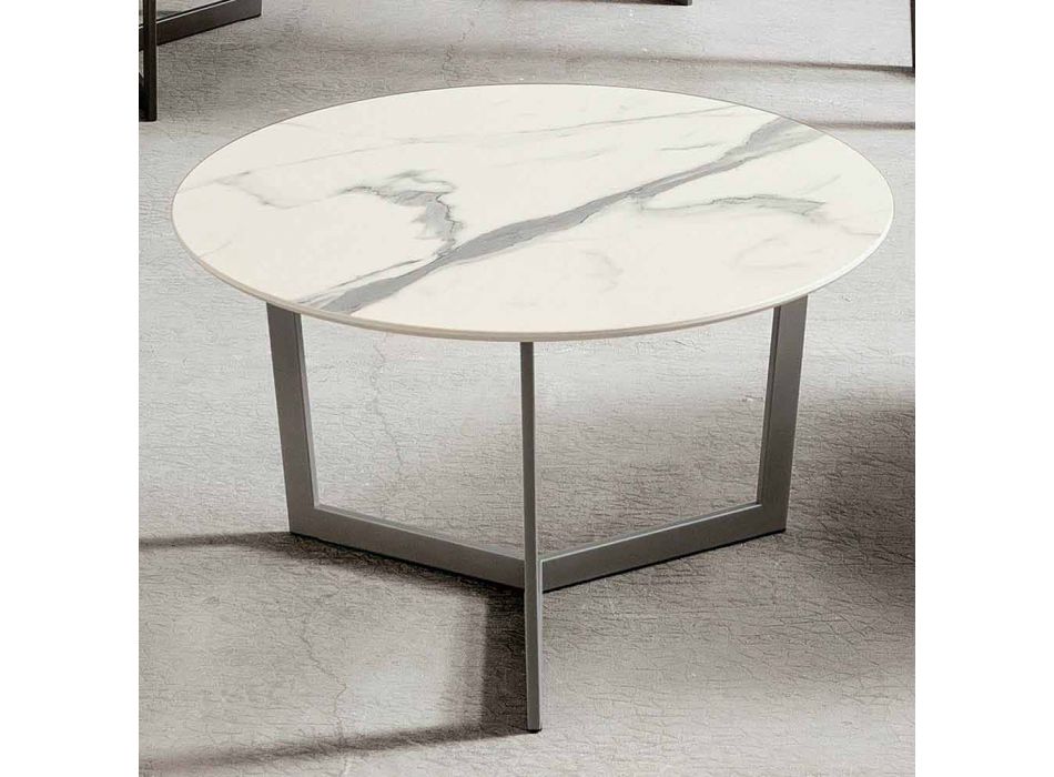 Tavolinë kafeje e rrumbullakët me majë Hpl Prodhuar në Itali - Mina Viadurini