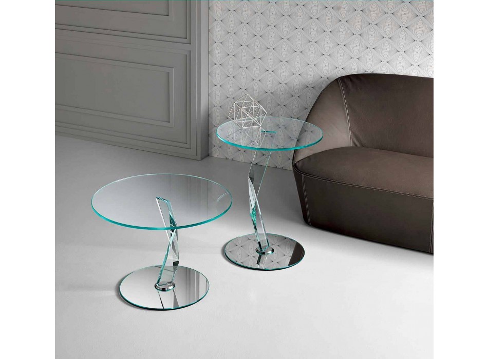 Tavolinë kafeje me dizajn të rrumbullakët në gotë ekstra të pastër të bërë në Itali - Akka Viadurini