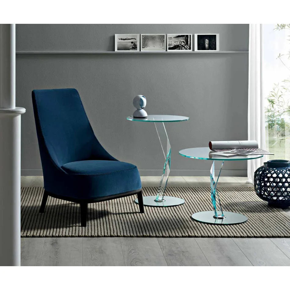 Tavolinë kafeje me dizajn të rrumbullakët në gotë ekstra të pastër të bërë në Itali - Akka Viadurini