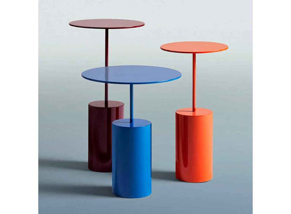 Tavolinë kafeje të rrumbullakët në fletë metalike me ngjyra të dizajnit modern - Koktej Viadurini