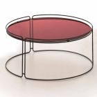 Tavolinë e rrumbullakët kafeje metalike me xham të prodhuar në Itali - George Viadurini