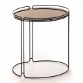 Tavolinë e rrumbullakët kafeje metalike me xham të prodhuar në Itali - George