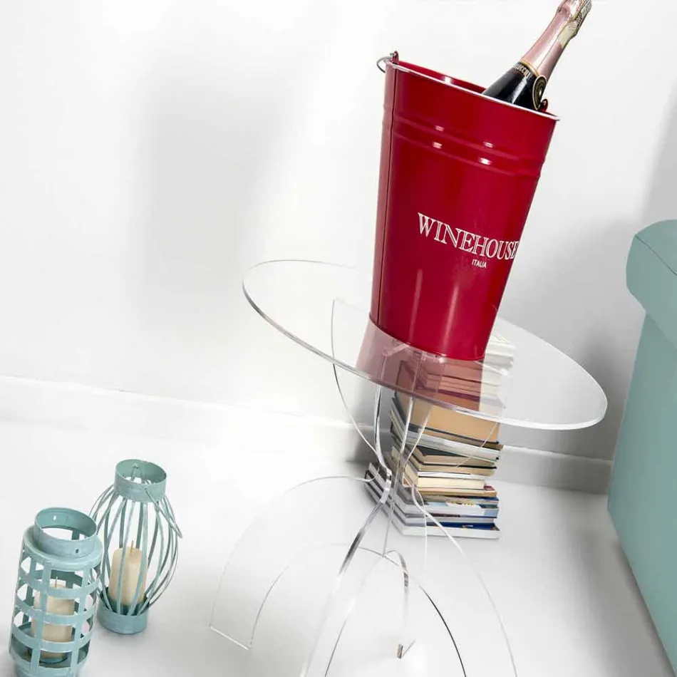 Tavolinë e rrumbullakët e kafes me dizajn të rrumbullakët, në PMB transparente PMMA Viadurini